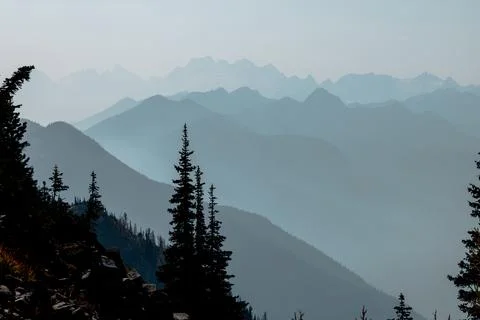 High mountain peak and range at the top of maple pass hike in north cascade.. Stock Photos