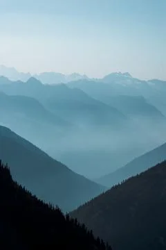 High mountain peak and range at the top of maple pass hike in north cascade.. Stock Photos