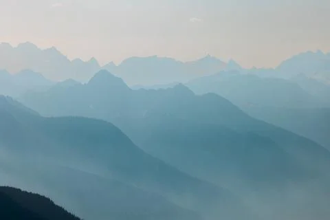 High mountain peak and range at the top of maple pass hike in north cascade.. Stock Photos