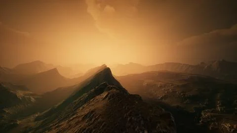 High mountain peaks covered with dramatic heavy fog Stock Illustration