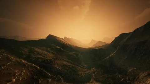 High mountain peaks covered with dramatic heavy fog Stock Illustration