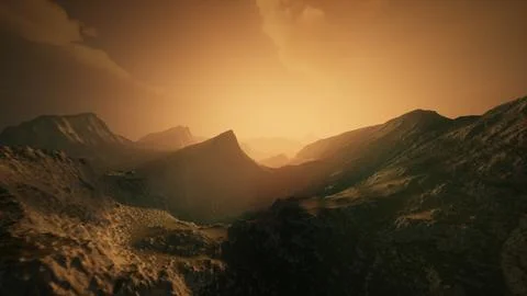 High mountain peaks covered with dramatic heavy fog Stock Illustration