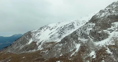 High Mountain Peaks Covered with Some Snow, 4k Aerila View Stock Footage 171250681