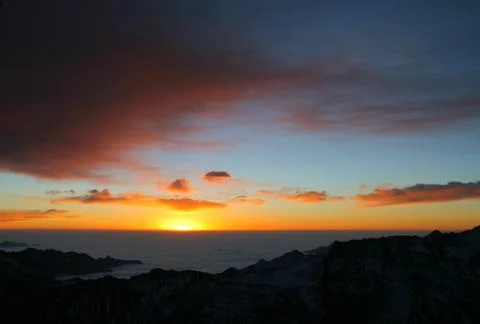 High mountain sea of clouds and sunrise, 5200 meters above sea level Stock Photos