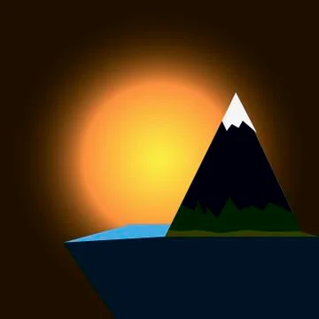 High mountain at sunset Stock Illustration