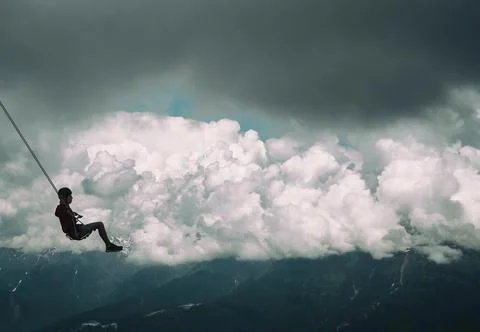 High-mountain swing 스톡 사진