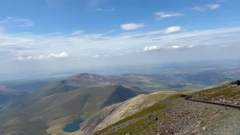 High Mountain View from Snowdon Mountain Railway, North Wales Stock Footage 344418693