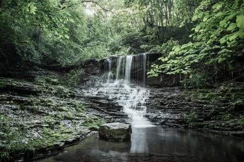 High mountain waterfall Foto stock