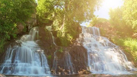 High mountain waterfall Stock-Fotos