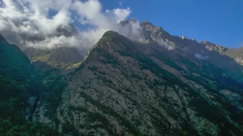 High mountains above the clouds, low clouds in the North Caucasus mountains Stock Footage 291961609