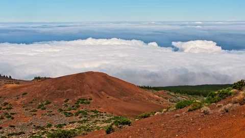 High in the mountains above the clouds. Teide National Park. Spain Canary Stock Footage 122057035