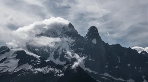 High Mountains / Alps Peaks, Moving  Clouds Time Lapse Video stock 45314293