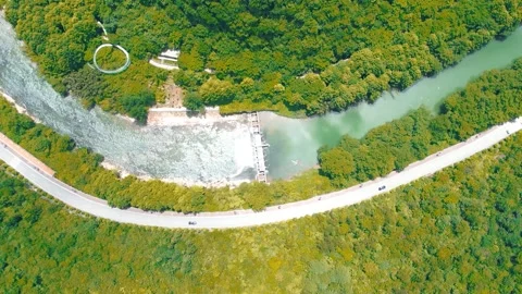 High Mountains and Rivers Summer Landscapes Views Aerial Stock Footage 320810446