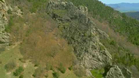 High mountains covered with grass and forest in sunny weather. Pushkin Pass. Stock Footage 254452697