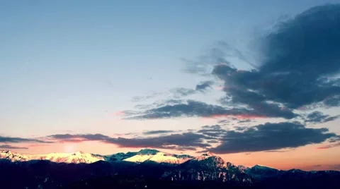 High mountains over sunset sky with clouds. Stock Footage 66783123