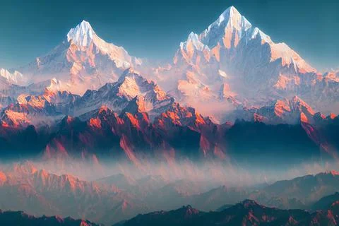 High mountains, snow on peack, Stock Illustration