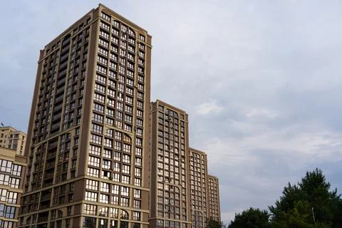 High, multi-storey, multi-entrance house in Minsk Stock Photos