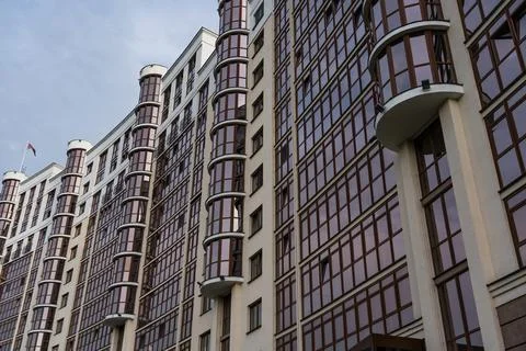 High, multi-storey, multi-entrance house in Minsk Stock Photos
