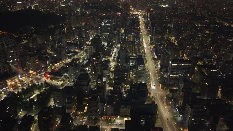 High night drone view along Apoquindo avenue Santiago Chile Vídeos de archivo 334637685