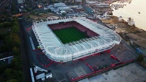 High Oblique Aerial of Empty St Marys Stadium Stock Footage 344012380