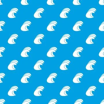 High ocean waves pattern seamless blue Stock Illustration