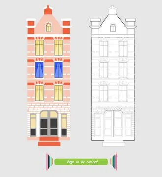High old building coloring page Stock Illustration