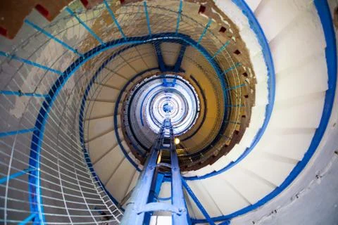 High old lighthouse staircase Stock Photos