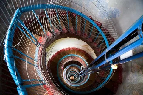 High old lighthouse staircase Stock Photos