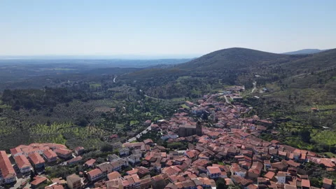 High Orbit Over Acebo Village and Valley Stock Footage 336561660