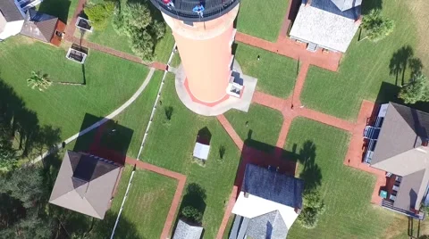 High overhead video looking down at the Ponce Inlet lighthouse Video stock 62471978