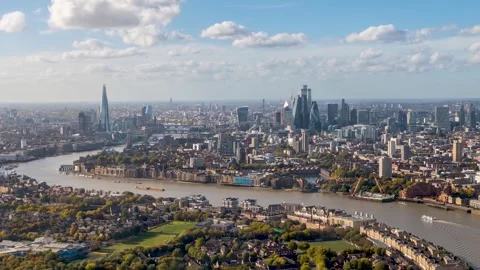High panoramic day time lapse view of the London skyline Stock Footage 267677171