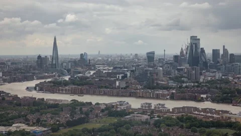 High panoramic time lapse view of the London skyline with clouds Stock Footage 231885398