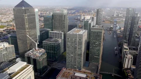 High panoramic view over the financial district Canary Wharf Stock-Footage 267600130