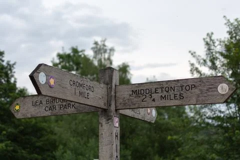 High Peak Junction Sign Post Stock Photos