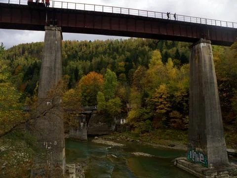 High pedestrian tourist bridge Stock Photos