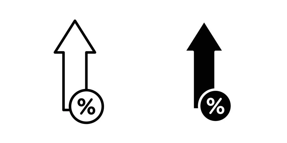 High percentage icon solid, line, and editable vector set. Stock Illustration