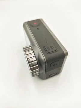 High-Performance Action Camera on White Background: Versatile Device for Ca.. Stock Photos