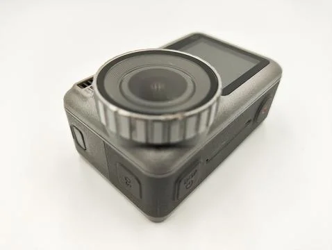 High-Performance Action Camera on White Background: Versatile Device for Ca.. Stock Photos