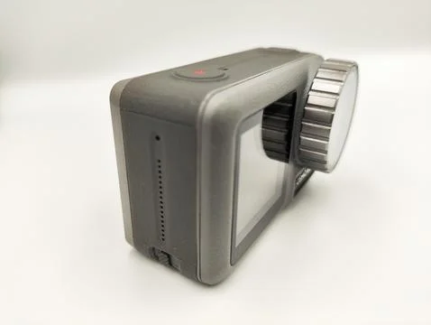 High-Performance Action Camera on White Background: Versatile Device for Ca.. Stock Photos