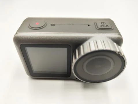 High-Performance Action Camera on White Background: Versatile Device for Ca.. Stock Photos