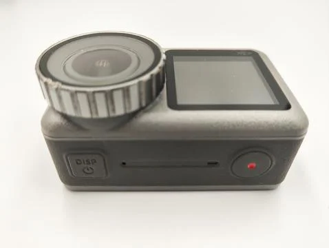 High-Performance Action Camera on White Background: Versatile Device for Ca.. Stock Photos