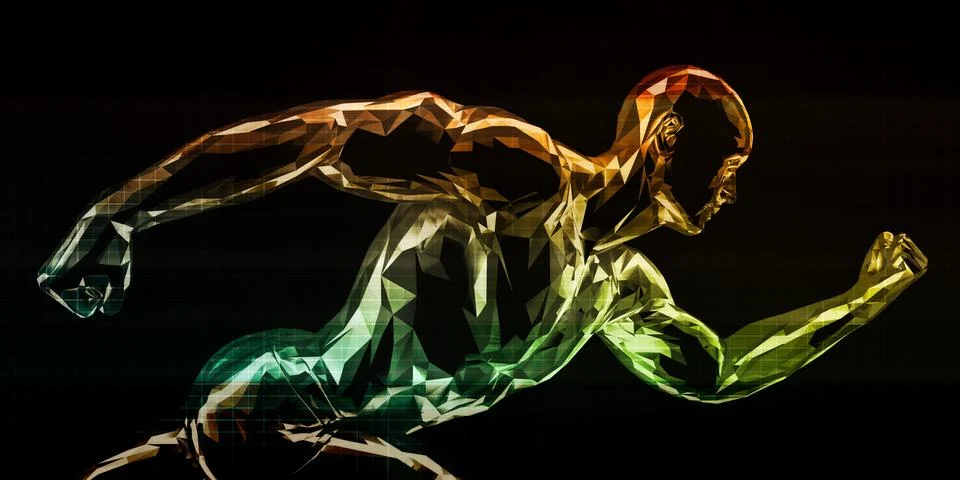 High-Performance Athlete Pushing Limits Of Human Potential 库存插图