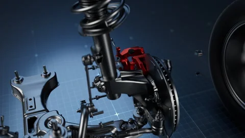 High Performance Automotive Brake System Detail Shot Stock Footage 327912312
