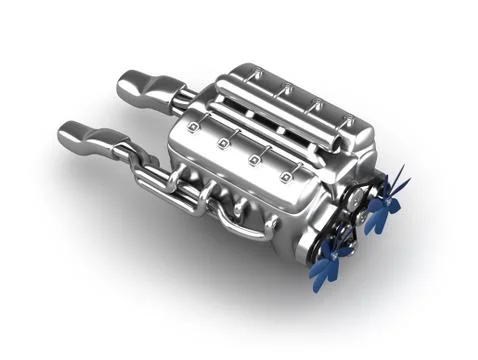 High Performance Chrome V8 Engine Illustrazione stock