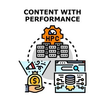 High performance computing optimizing content generating profit Illustrazione stock