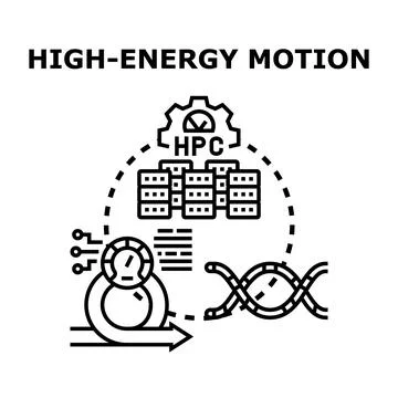 High performance computing processing data for scientific research Stock Illustration
