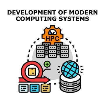 High performance computing system development concept Illustrazione stock