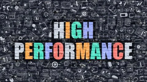 High Performance Concept. Multicolor on Dark Brickwall Stock Illustration