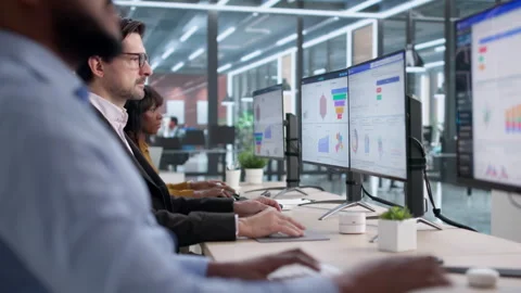 High Performance Data Analytics Team In Office Stock Footage 329678671