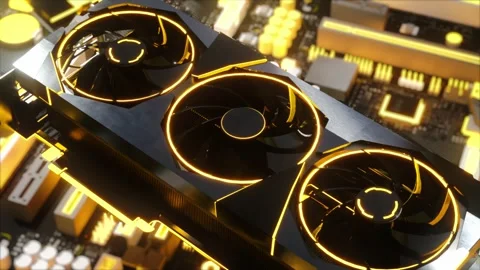 High-Performance Gaming Graphics Card on a Motherboard Stock Footage 316456832